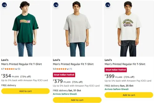 Image of Levi's Men T-Shirt at minimum 70% Discount