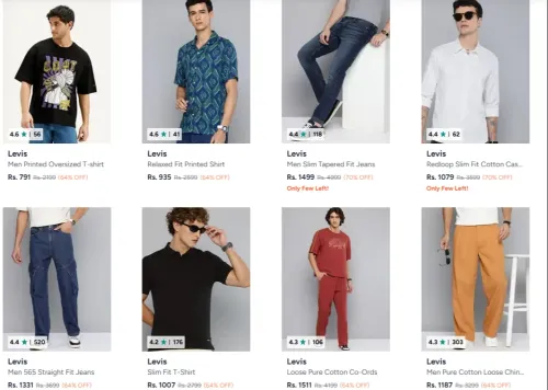 Image of Levis Men's Clothing at Minimum 70% Discount