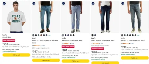 Image of Levi's Men's Clothing at minimum 70% Discount