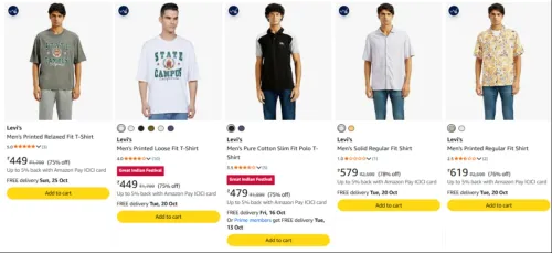 Image of Levi's Men's Clothing upto 78% Discount