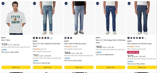 Image of Levi's Men's Fashion upto 75% Discount
