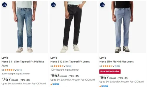 Image of Levi's Men's Jeans at minimum 68% Discount