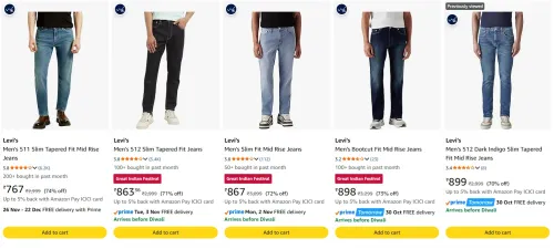 Image of Levi's Men's Jeans at minimum 70% Discount