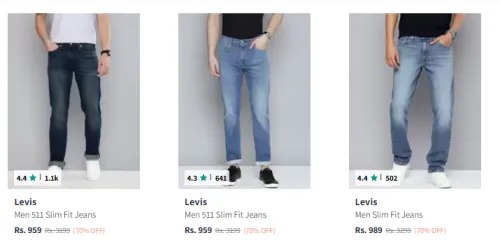 Image of Levis Men's Jeans at Minimum 70% Discount