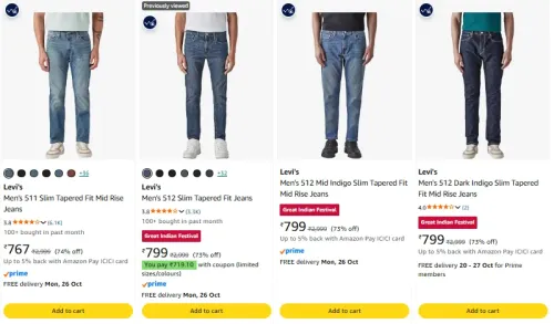 Image of Levi's Men's Jeans at minimum 70% Discount