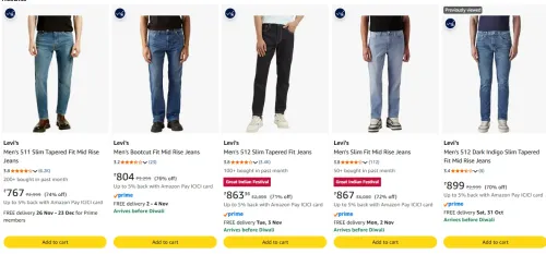 Image of Levi's Men's Jeans at minimum 70% Discount