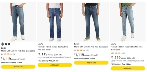 Image of Levi's Men's jeans upto 68% discount