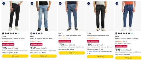 Image of Levis Men's Jeans upto 73% Discount