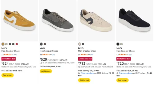 Image of Levi's Men's Shoes upto 80% Discount