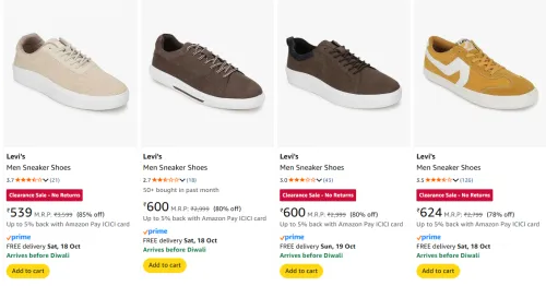 Image of Levi's Men's Sneakers upto 85% Discount