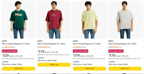 Image of Levi's Men's T-shirt at minimum 75% Discount