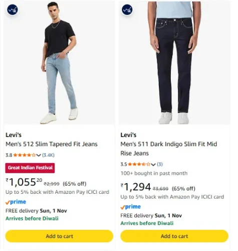 Image of Levi's Pepe Men's jeans at minimum 60% Discount