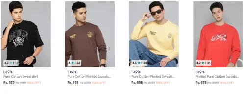 Image of Levis Sweatshirts at minimum 66% Discount
