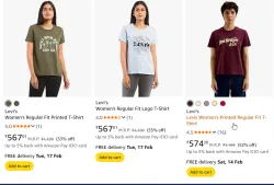 Levis tshirt for women upto 50% off