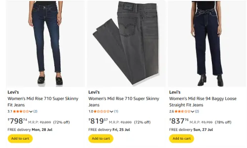 Image of Levis Women Fashion Jeans Minimum 70% Discount
