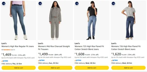 Image of Levi's Women's Fashion upto 84% Discount
