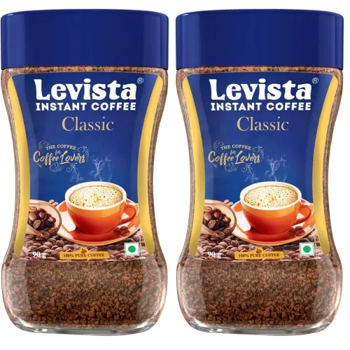Image of Levista Classic Pure Instant Coffee 100/90 GM JAR (Pack of 2)