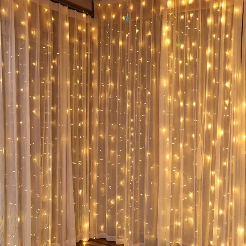 Image of Lexton 190 Led 9.8 Feet Curtain Lights Icicle Lights Fairy String Lights with 8 Modes for Decoration (Warm White, Pack o