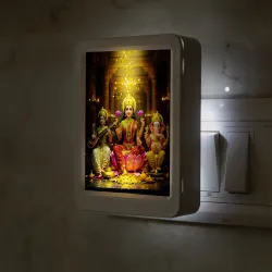 Lexton 5 Inch LED Night Light | Laxmi, Ganesh & Saraswati Decorative Light for Mandir, Pooja Room, Bedroom, Living Room & Home Decor | Warm White