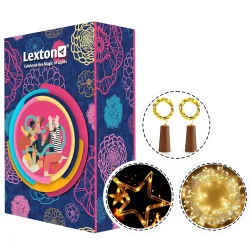 Lexton Combo of 36 Feet LED Decorative String Light & Star Curtain Light & 2pcs- Cork Lights for Festivals Home Decorati