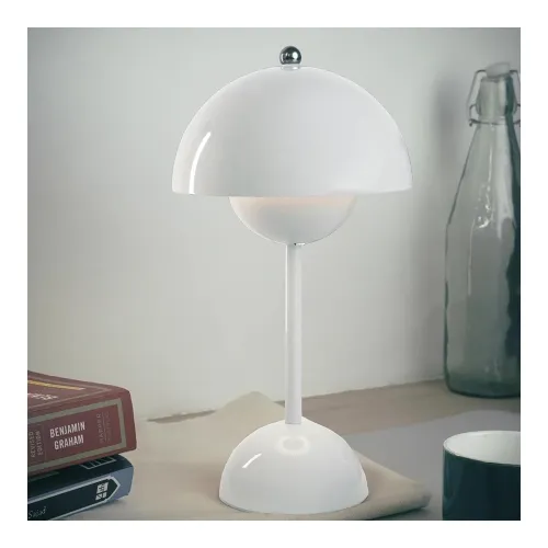 Image of Lexton White Cordless LED Table Lamp | Rechargeable, Touch Dimmable, 3 Light Color Modes | Perfect for Home, Hotel, Café