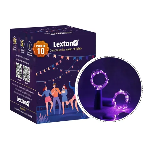 Image of Lexton Cork Bottle String Lights (10 Pc, Purple Copper, Decor)