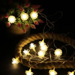 Lexton Fairy 14 Flower LED String Light | 14 LED, Plug Sourced, 4 Meter Long | Suitable for Diwali, Birthday, Festival, Wedding, Party, Patio, Lawn, Restaurants (Pack of 1, Warm White)