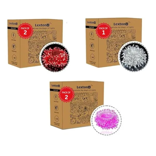 Image of Lexton Love Combo of 2Pcs Red, 2Pcs Pink & 1Pcs White 40 LED String Light