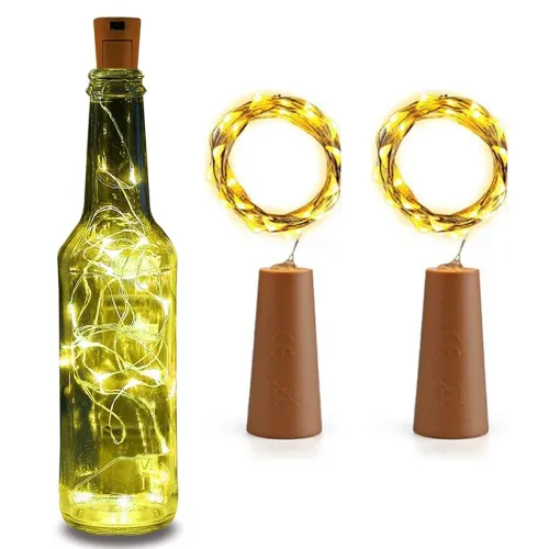 Image of Lexton Wine Bottle Cork Lights – 20 LEDs Copper Wire String Lights | Battery Operated Fairy Lights for Bottle, DIY, Home