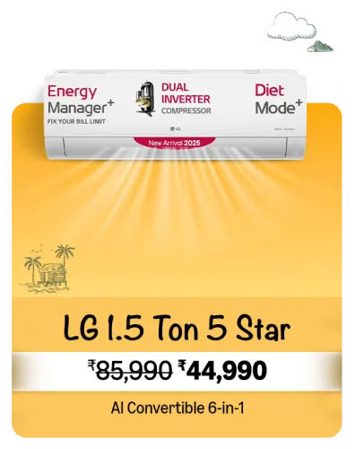 Image of LG 1.5 Ton 5 Star AC @ ₹44990 on Big Billion Day Sale