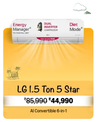 LG 1.5 Ton 5 Star AC @ ₹44990 on Big Billion Day Sale