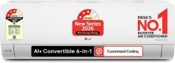 LG 2026 Model 1.5 ton 3 Star Split Smart Inverter with Wi-fi Faster Cooling and Energy Saving, Energy Manager+, AI+ Conv