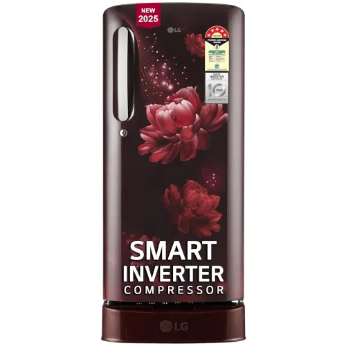 Image of LG 185 L, 5 Star, Smart Inverter, Direct-Cool Single Door Refrigerator (GL-D201ASCU.BSCZEBN, Scarlet Charm, Base stand w