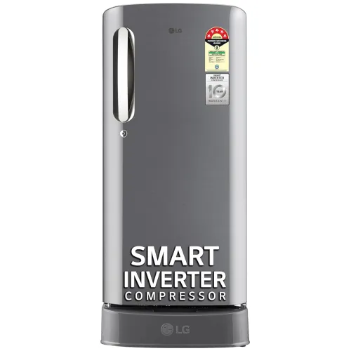 Image of LG 185 L, 5 Star, Smart Inverter Compressor, Direct-Cool Single Door Refrigerator (GL-D201APZU.BPZZEBN, Shiny Steel, Bas