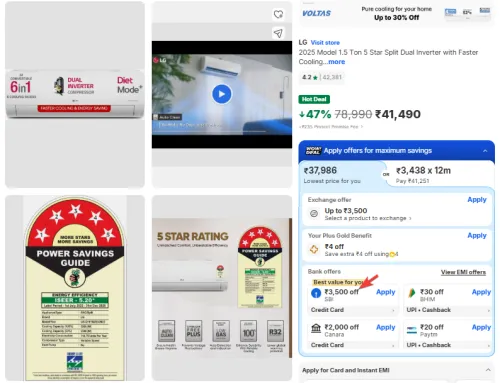 Image of LG 2025 Model 1.5 Ton 5 Star Split Dual Inverter 4 Way Air Swing AI Convertible 6-in-1 Cooling AC