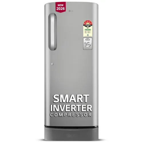 Image of LG 224 L, 5 Star, Smart Inverter, Direct Cool Single Door Refrigerator (GLD2356ZAPZ, Shiny Steel, Base stand with Drawer