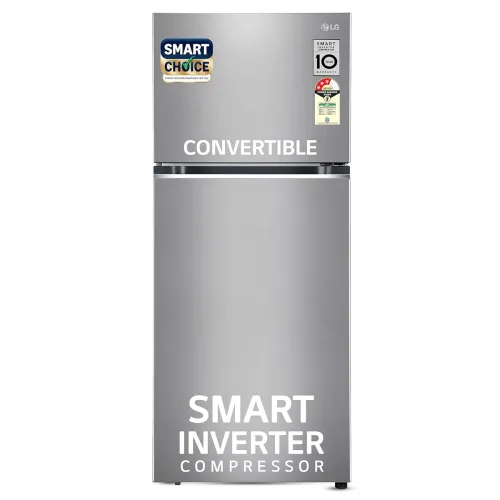 Image of LG Smart Choice, 380 L, 3 Star, Frost-Free Smart Inverter Double Door Refrigerator (GL-S412SPZX, Shiny Steel, Convertibl