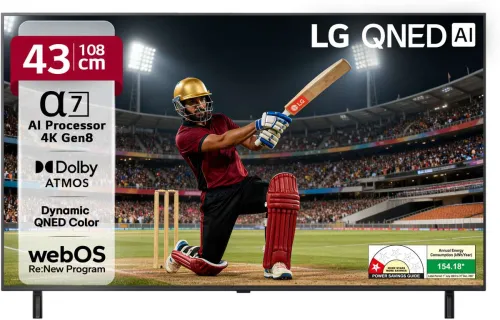 Image of LG AI TV QNED 8AA 108 cm (43 inch) Ultra HD (4K) QNED Smart WebOS TV with Alpha7 AI Processor 4K Gen8 | Dynamic QNED Col