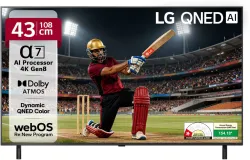LG AI TV QNED 8AA 108 cm (43 inch) Ultra HD (4K) QNED Smart WebOS TV with Alpha7 AI Processor 4K Gen8 | Dynamic QNED Col