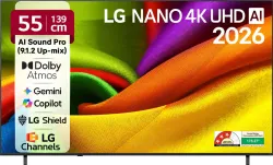 LG AI NANO NU87 139 cm (55 inch) Ultra HD (4K) LED Smart WebOS TV 2026 Edition with NANO Detail Enhancer, HDR10 Pro, 4K 