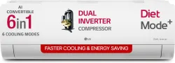 LG 2025 Model 1.5 Ton 5 Star Split Dual Inverter with Faster Cooling and Energy Saving, AI Convertible 6-in-1 Cooling, 4