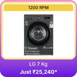 LG 7 Kg Washing Machines @ ₹25240 on Flipkart big Billion Days Sale