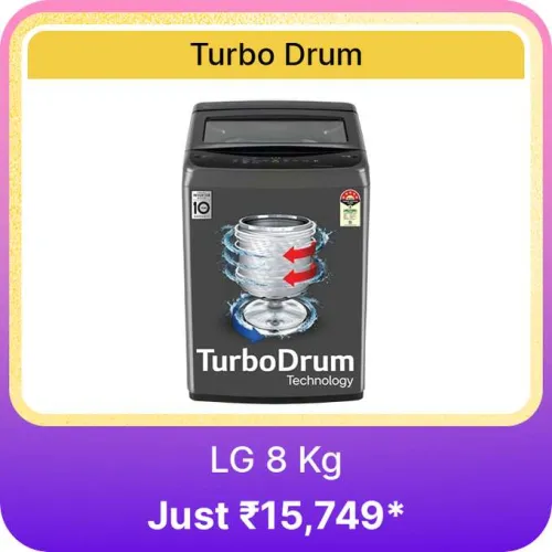 Image of LG 8 Kg Washing Machines @ ₹15749 on Flipkart big Billion Days Sale