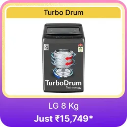 LG 8 Kg Washing Machines @ ₹15749 on Flipkart big Billion Days Sale