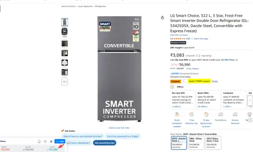 Image of LG Smart Choice 322 L Frost-Free Smart Inverter Double Door Refrigerator