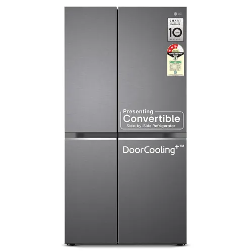 Image of LG 650L 3-Star Convertible Side-by-Side Fridge (Dazzle Steel)