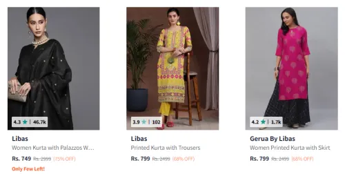 Image of Libas Women Kurta with Palazzos & With Dupatta upto 75% Discount