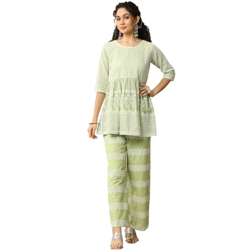 Image of Libas Womens Embroidered Cotton Co-ord Set for Women
