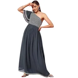 Libas Womens Embroidered Georgette Gown Dress for Women
