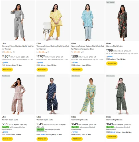 Image of Libas Women's Night Suit upto 80% Discount